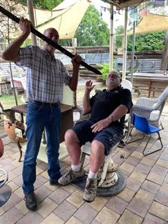 Peter Chessel being operated on by Glenn Rossiter at the Pub - May 2nd